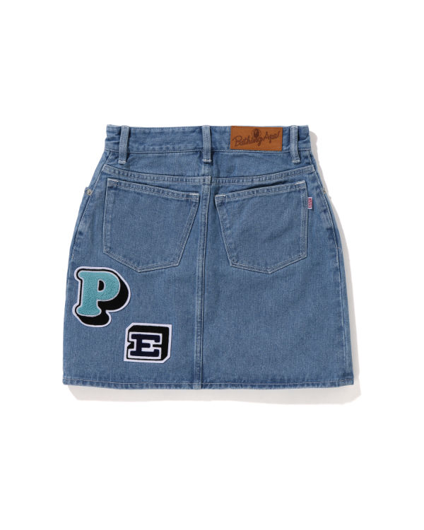 Falda Bape Multi Fonts Denim Mini Mujer Azules | EHWYI-0612