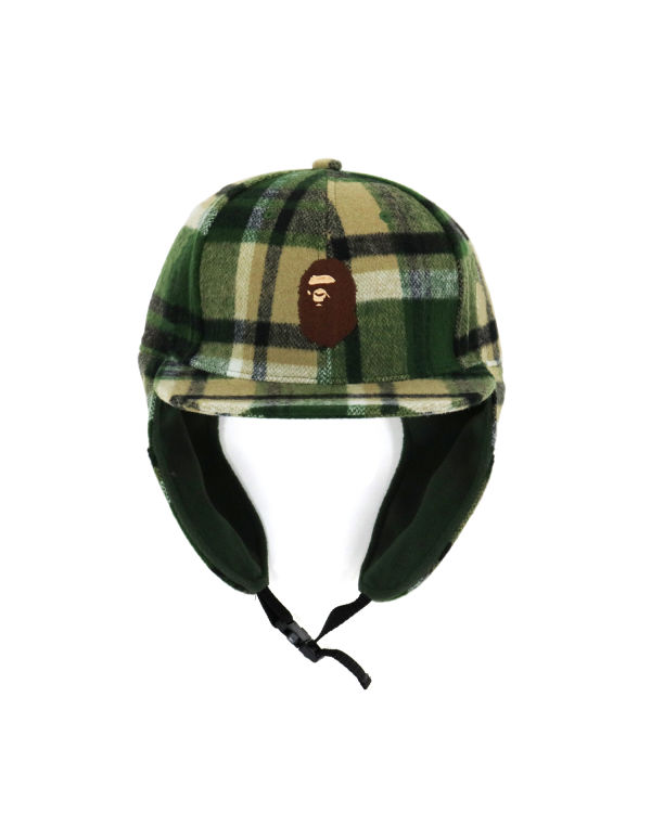 Gorras Bape Check Earmuffs Hombre Verde | FHZWJ-9674