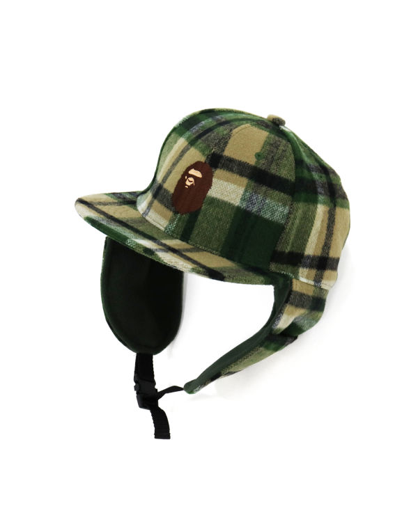 Gorras Bape Check Earmuffs Hombre Verde | FHZWJ-9674