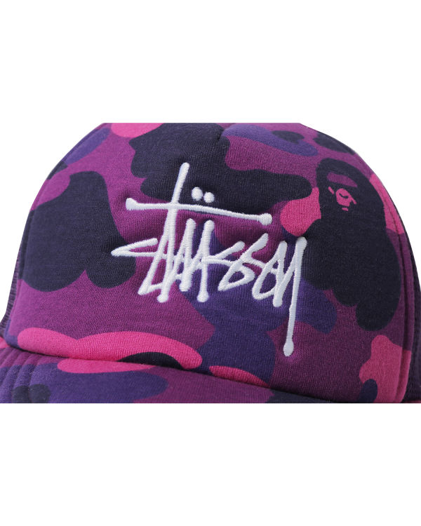 Gorras Bape X Stussy Trucker Hombre Moradas | BUMWY-7086