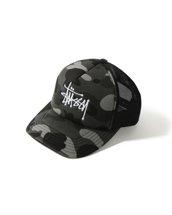 Gorras Bape X Stussy Trucker Hombre Negras | TOJHU-9837