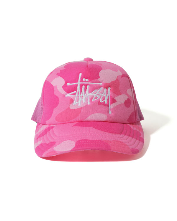 Gorras Bape X Stussy Trucker Hombre Rosas | YMKSO-9312