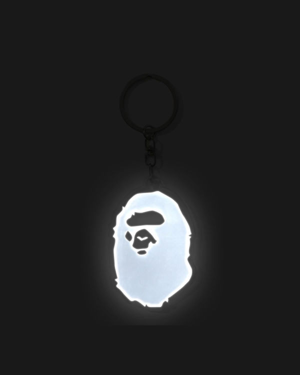 Llaveros Bape Ape Head Reflective Hombre Negras | VGKUE-6287