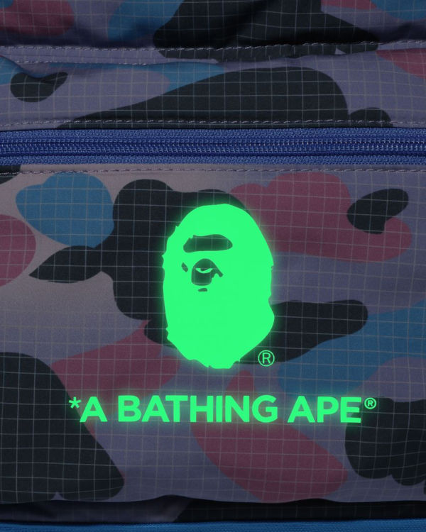 Mochilas Bape Grid Camo Glow In The Dark Padding Niños Moradas | NVRSF-7239