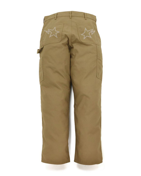 Pantalones Bape Painter Hombre Beige | IOPMZ-2083