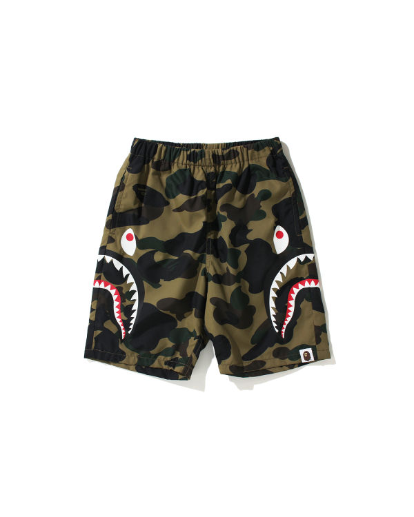 Pantalones Cortos Bape 1st Camo Side Shark Beach Niños Verde | FTQJS-8095