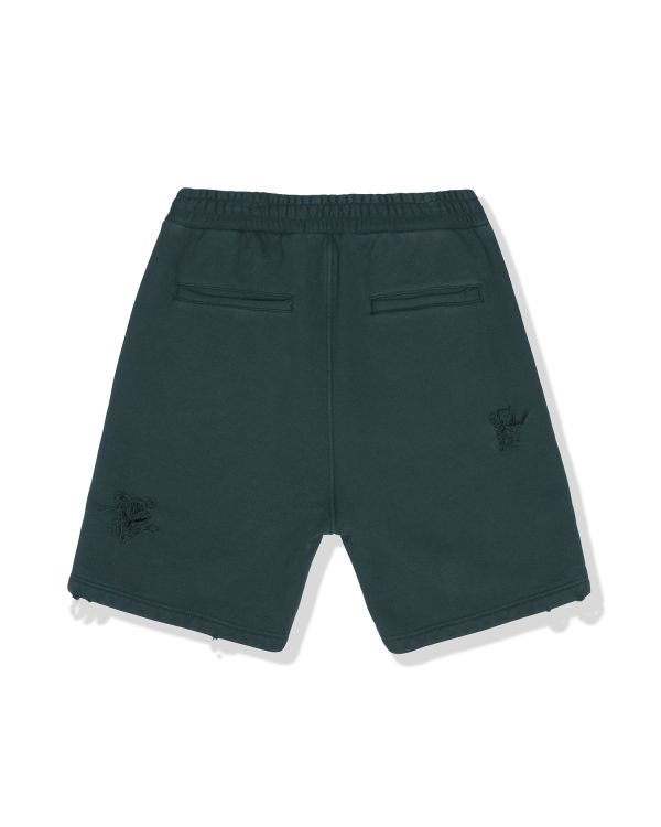 Pantalones Cortos Bape Distressed logo Hombre Verde Oscuro | VQING-1053