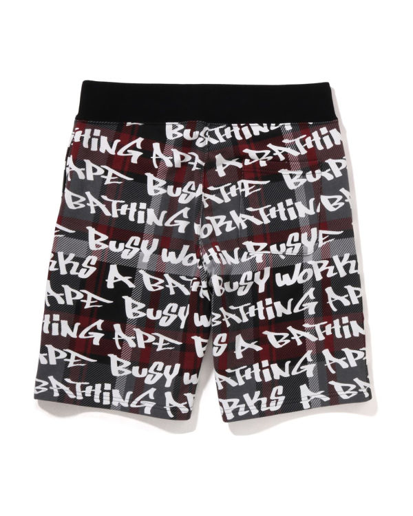 Pantalones Cortos Bape Graffiti Check Hombre Negras | LJUFZ-6382