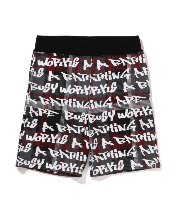 Pantalones Cortos Bape Graffiti Check Hombre Negras | LJUFZ-6382