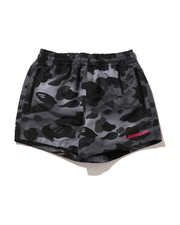 Pantalones Cortos Bape Grid Camo Mujer Negras | QTBUX-4073