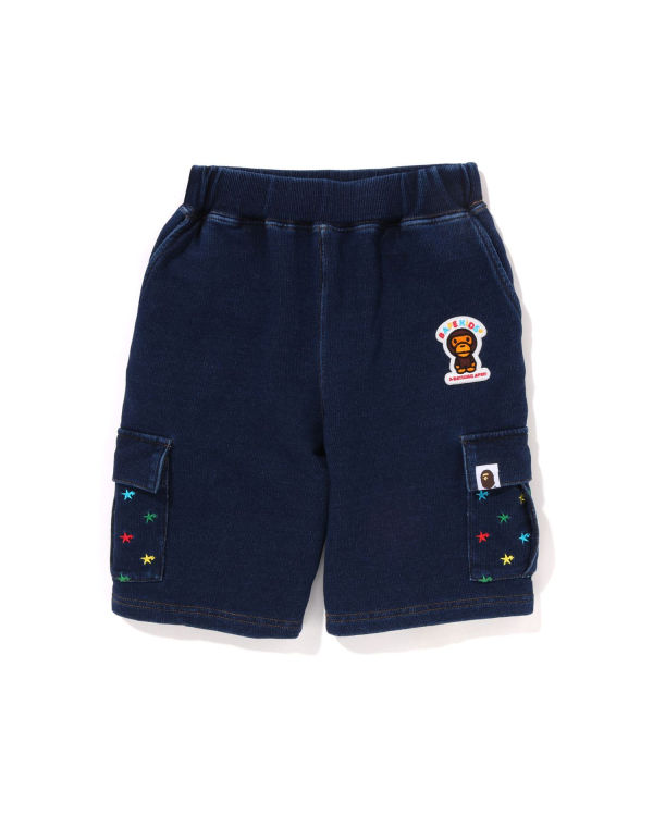 Pantalones Cortos Bape Milo STA Jersey Denim Cargo Niños Azules | PEDCL-4958