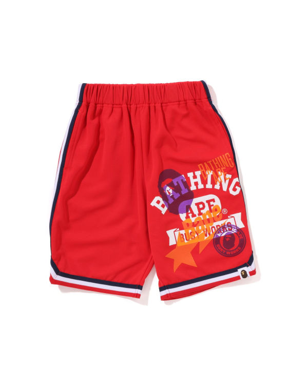 Pantalones Cortos Bape Multi Print Basketball Niños Rojas Claro | YCWVA-9765