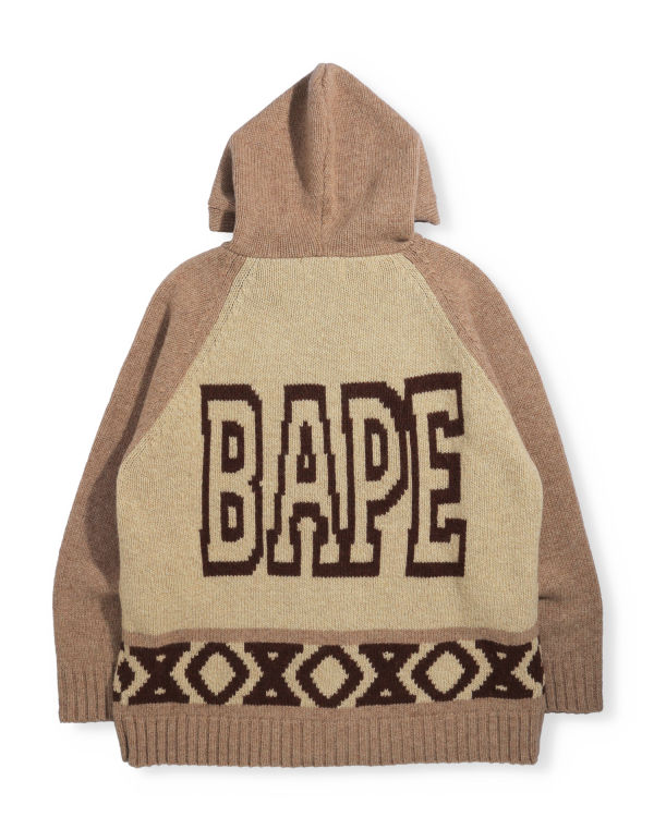 Prendas De Punto Bape Ape Head Zip Hombre Marrones | ZCDLG-7104