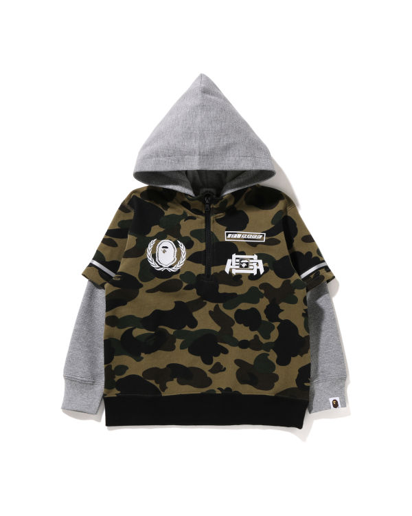 Sudadera Con Capucha Bape 1st Camo Carreras Layered Pullover Niños Verde | FBDLK-1840