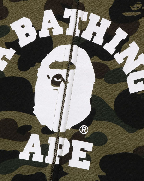 Sudadera Con Capucha Bape 1st Camo Crazy College Full Zip Hombre Verde | BQJLG-0587