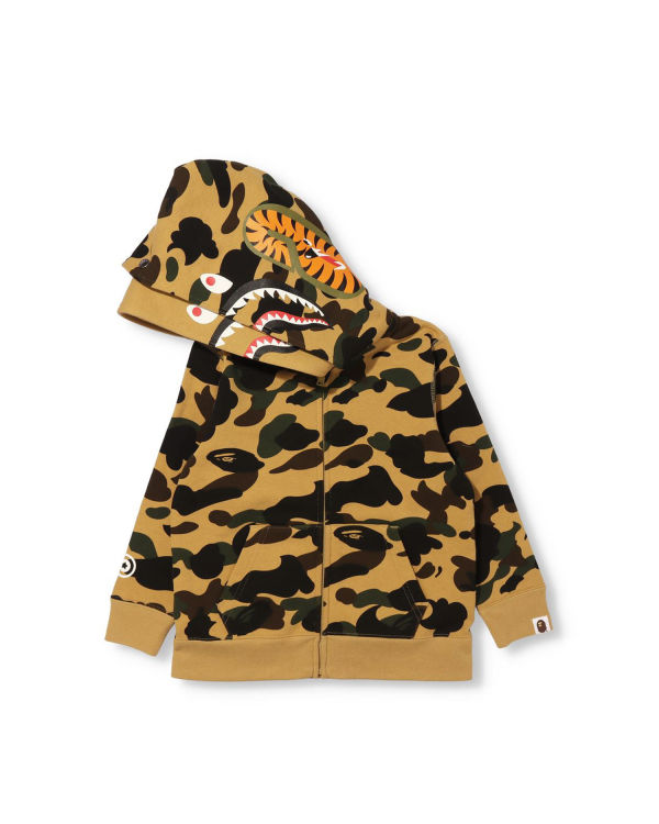 Sudadera Con Capucha Bape 1st Camo Shark Zip Double Hood Niños Kaki | XNOTB-0374