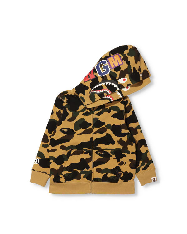 Sudadera Con Capucha Bape 1st Camo Shark Zip Double Hood Niños Kaki | XNOTB-0374