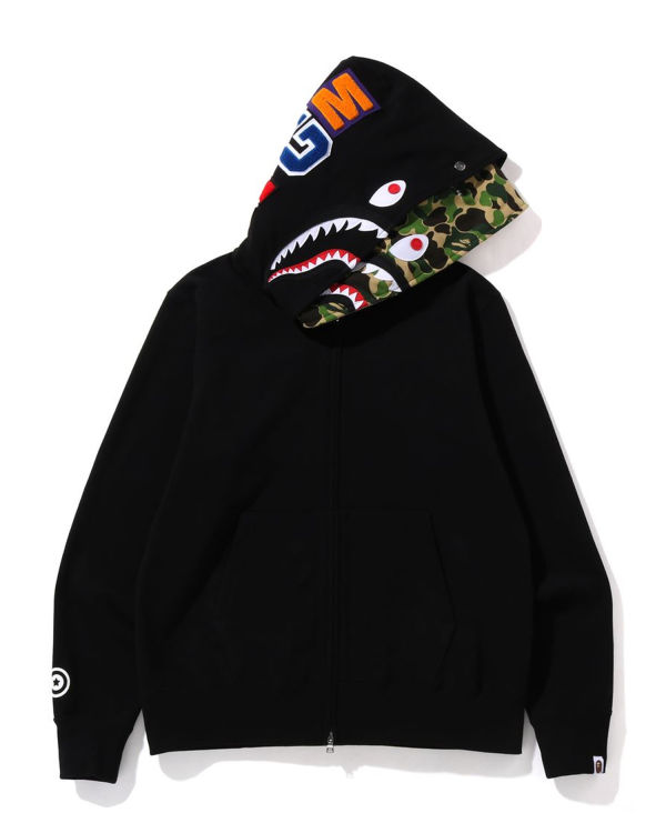 Sudadera Con Capucha Bape ABC Camo Shark Anchos Fit Full Zip Hombre Negras | GULYP-9451