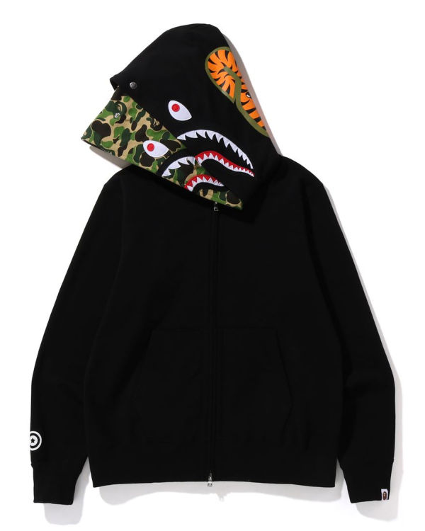 Sudadera Con Capucha Bape ABC Camo Shark Anchos Fit Full Zip Hombre Negras | GULYP-9451