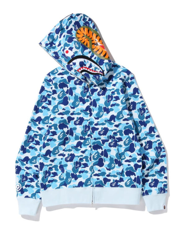 Sudadera Con Capucha Bape ABC Camo Shark Full Zip Hombre Azules | JPDZU-9413