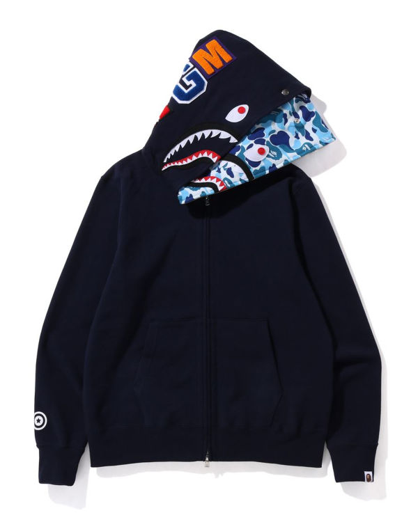 Sudadera Con Capucha Bape ABC Camo Shark Anchos Fit Full Zip Hombre Azules | JUROA-6259