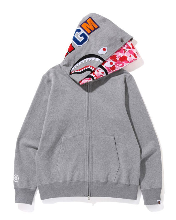 Sudadera Con Capucha Bape ABC Camo Shark Anchos Fit Full Zip Hombre Gris | VXWGI-2063