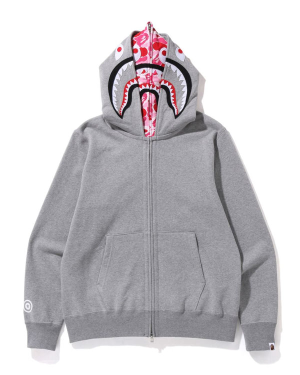 Sudadera Con Capucha Bape ABC Camo Shark Anchos Fit Full Zip Hombre Gris | VXWGI-2063