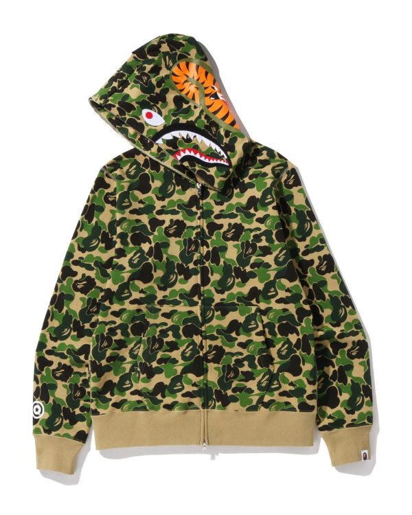 Sudadera Con Capucha Bape ABC Camo Shark Full Zip Hombre Verde | XMUTR-8931