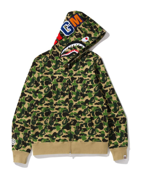 Sudadera Con Capucha Bape ABC Camo Shark Full Zip Hombre Verde | XMUTR-8931