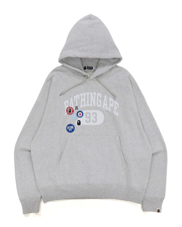 Sudadera Con Capucha Bape Badge Motif Loose Fit Pullover Hombre Gris | FNWGY-3017