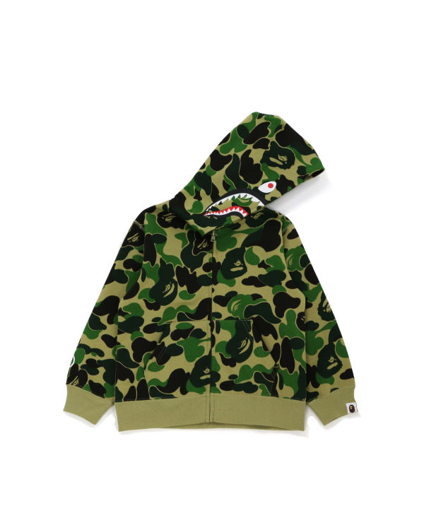 Sudadera Con Capucha Bape Big ABC Camo Shark Zip Niños Verde | NMTXQ-1649