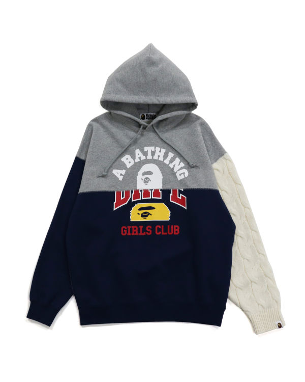 Sudadera Con Capucha Bape Docking Cable Sleeve Oversized Pullover Mujer Gris | TYJGA-1863