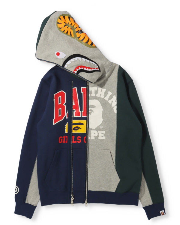 Sudadera Con Capucha Bape Docking Shark Full Zip Mujer Gris | NRYFW-7380