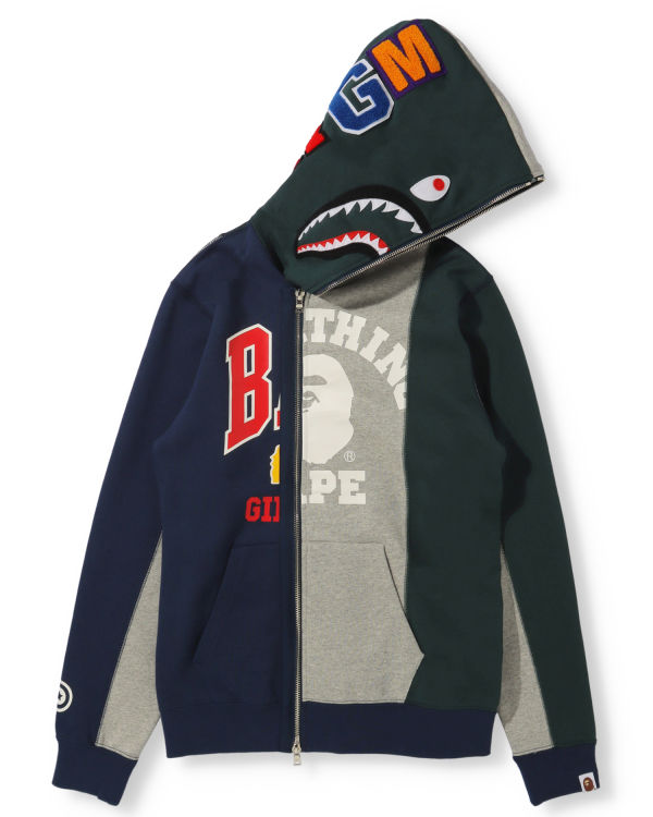 Sudadera Con Capucha Bape Docking Shark Full Zip Mujer Gris | NRYFW-7380