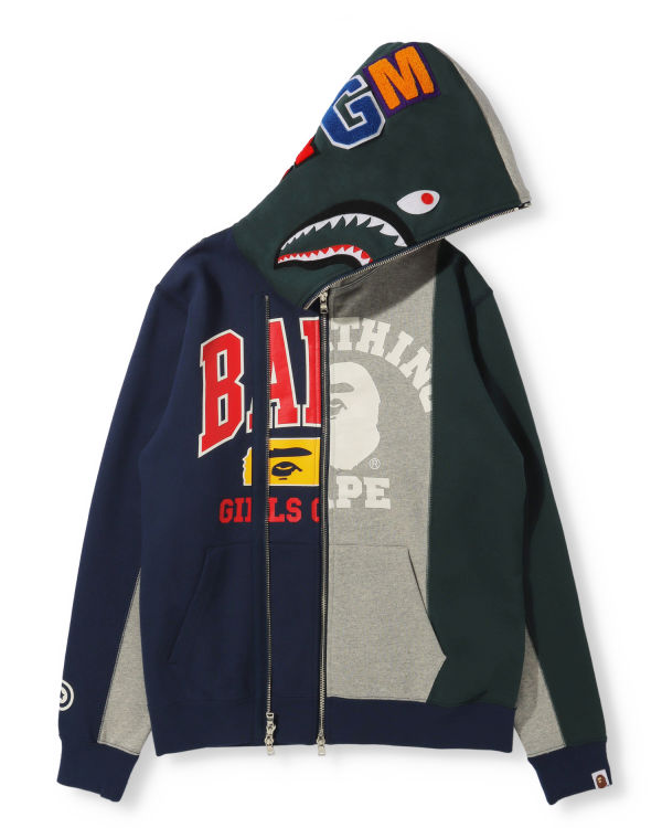 Sudadera Con Capucha Bape Docking Shark Full Zip Mujer Gris | NRYFW-7380