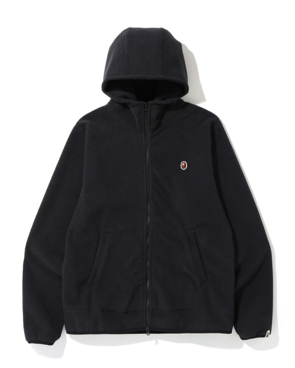 Sudadera Con Capucha Bape Fleece one point zip Hombre Negras | LZFGH-9684