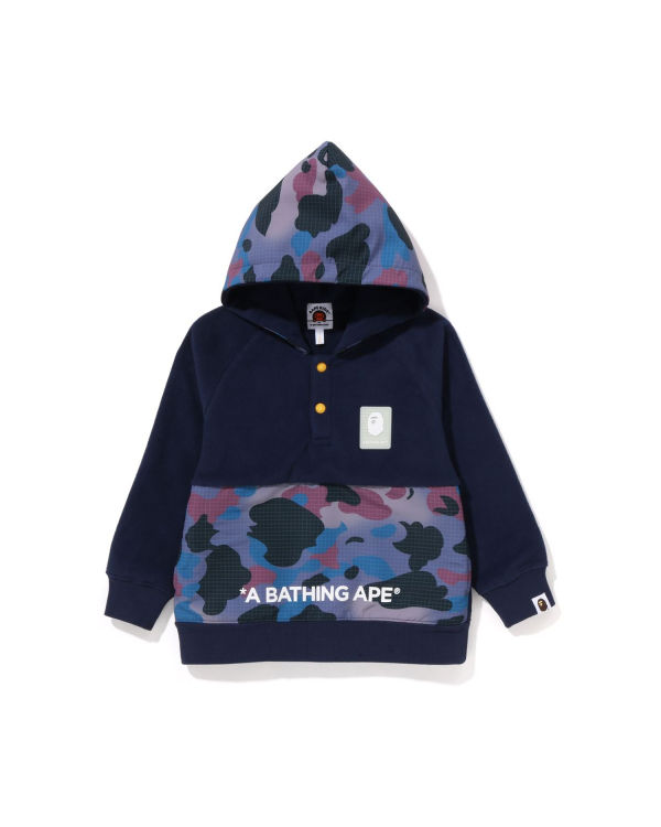 Sudadera Con Capucha Bape Grid Camo Half Snap Fleece Pullover Niños Azul Marino Azules | AJWBO-9381