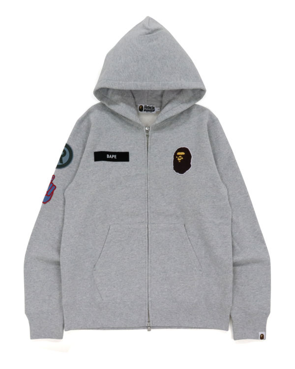 Sudadera Con Capucha Bape Military Patch Heavy Weight Hombre Gris | SKQLH-6372