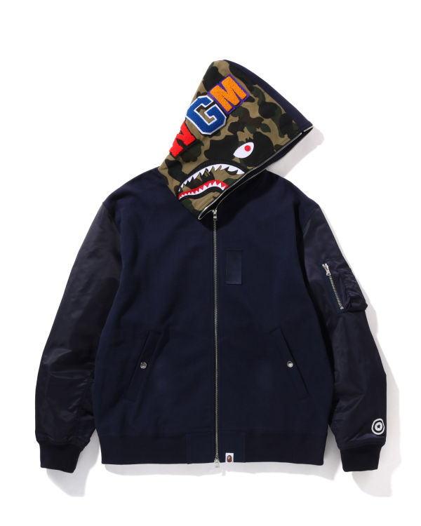 Sudadera Con Capucha Bape Military Shark Relaxed Fit Full Zip Hombre Azul Marino Azules | TYNEI-7012