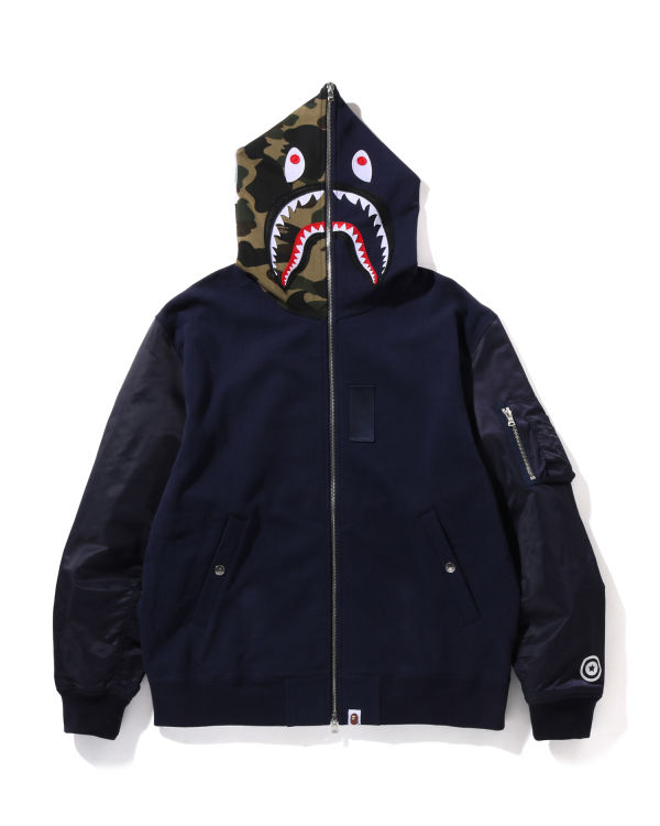 Sudadera Con Capucha Bape Military Shark Relaxed Fit Full Zip Hombre Azul Marino Azules | TYNEI-7012