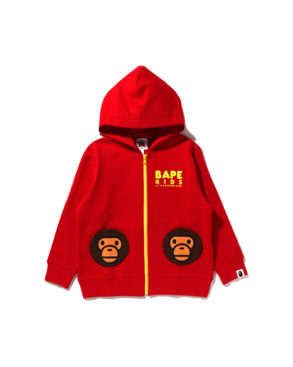 Sudadera Con Capucha Bape Milo Pocket Zip Niños Rojas Claro | YWXGF-5148