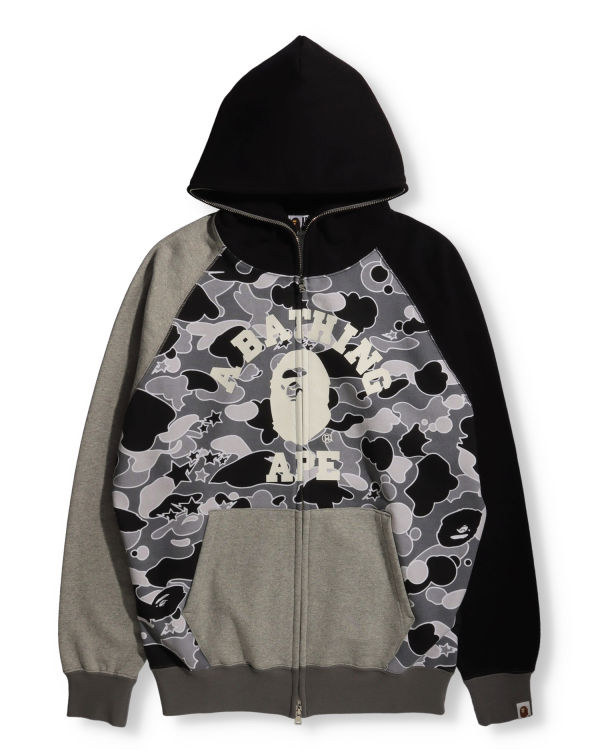 Sudadera Con Capucha Bape STA Camo Raglan Oversized Zip Mujer Negras | HQOCK-1692