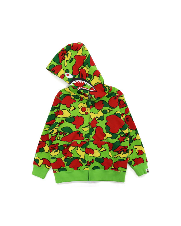 Sudadera Con Capucha Bape STA Camo Shark Zip Niños Verde Rojas Amarillo | GREQJ-7382