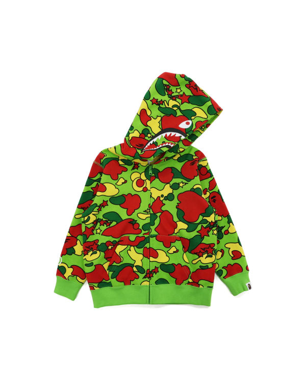 Sudadera Con Capucha Bape STA Camo Shark Zip Niños Verde Rojas Amarillo | GREQJ-7382