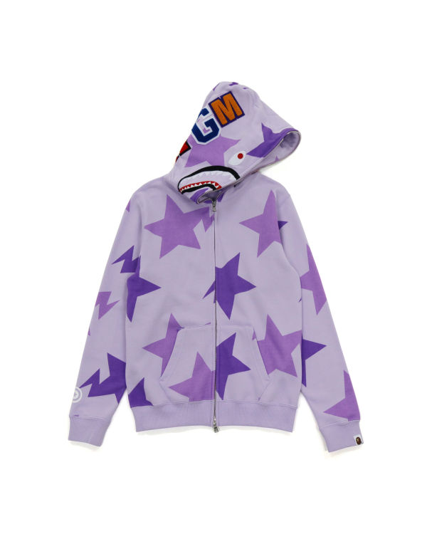 Sudadera Con Capucha Bape STA Pattern Shark Zip Niños Moradas | KUSXT-7851