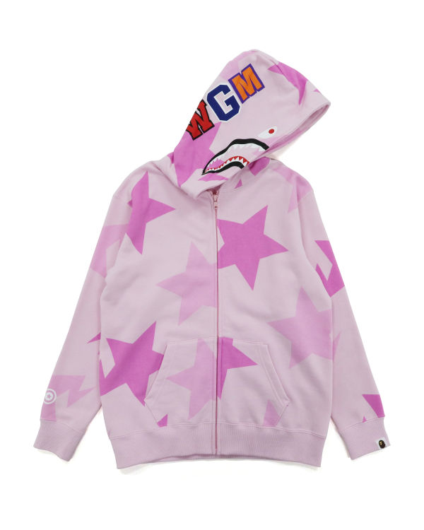 Sudadera Con Capucha Bape STA Pattern Shark Full Zip Mujer Rosas | LQNKP-3069