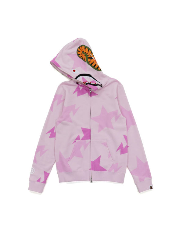 Sudadera Con Capucha Bape STA Pattern Shark Zip Niños Rosas | OYHJR-5468