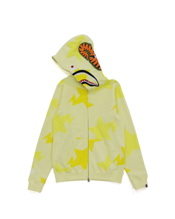 Sudadera Con Capucha Bape STA Pattern Shark Zip Niños Amarillo | RBLKH-8137