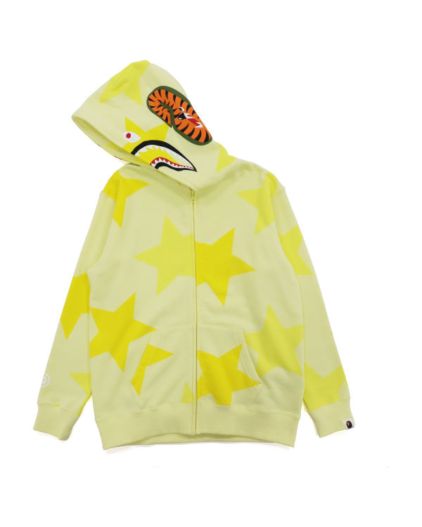 Sudadera Con Capucha Bape STA Pattern Shark Full Zip Mujer Amarillo | ZILYA-6973