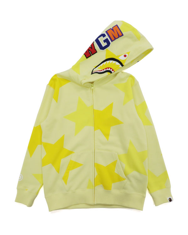 Sudadera Con Capucha Bape STA Pattern Shark Full Zip Mujer Amarillo | ZILYA-6973